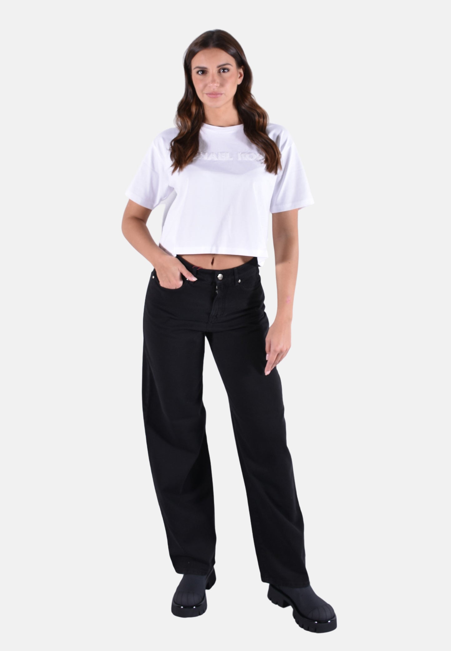 T-SHIRT IN JERSEY DI COTONE CON LOGO E BORCHIE