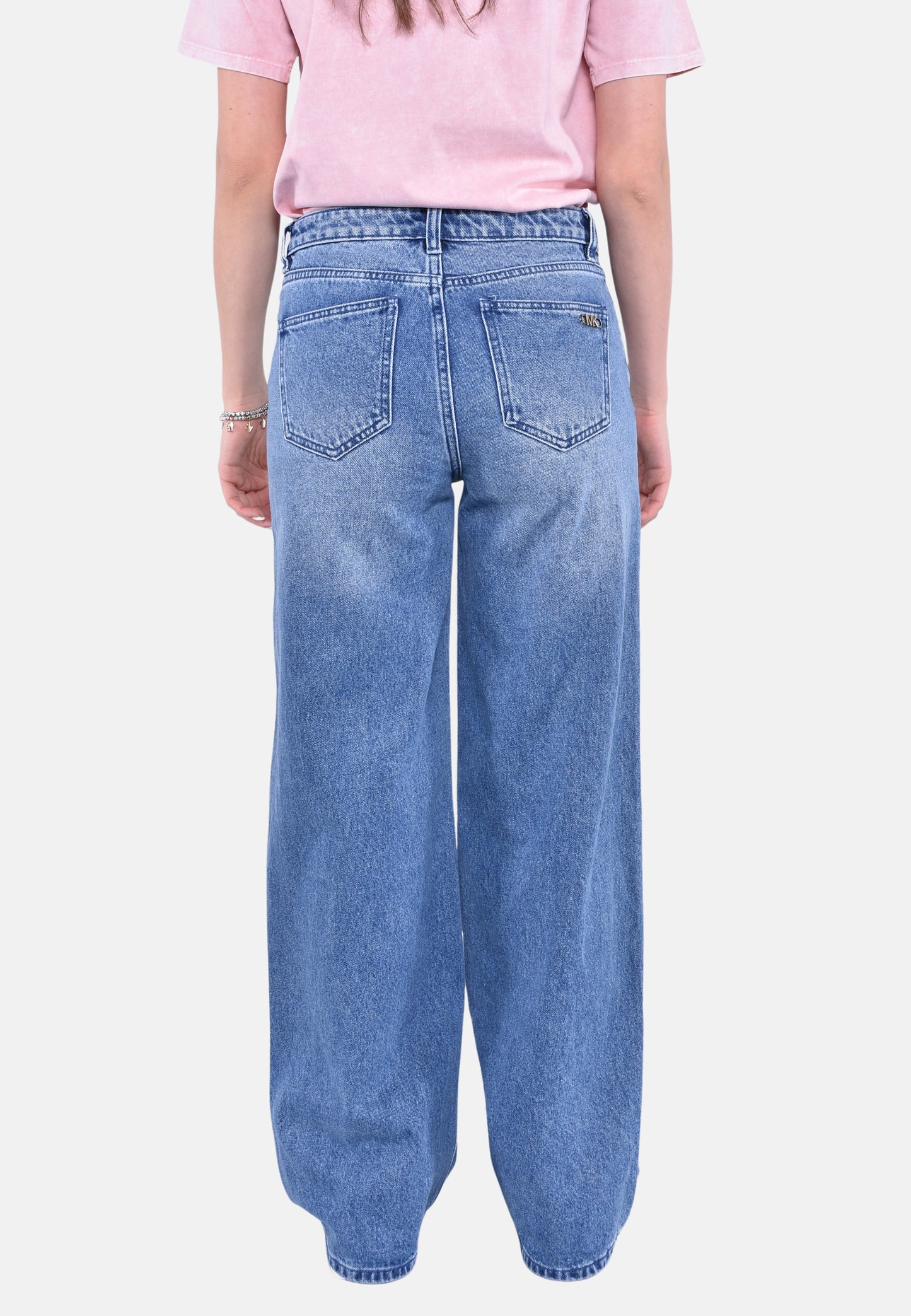 Jeans in denim a gamba ampia