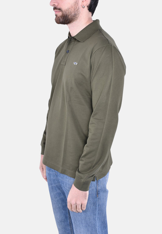 POLO MANICA LUNGA IN POPELINE DI COTONE