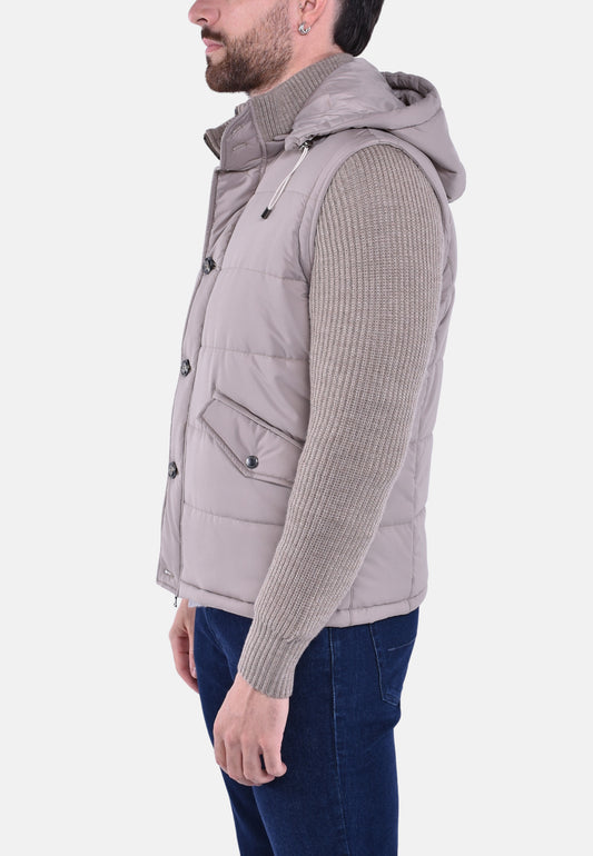 GIUBBOTTO IN PIUMA CON MANICHE IN LANA STACCABILI