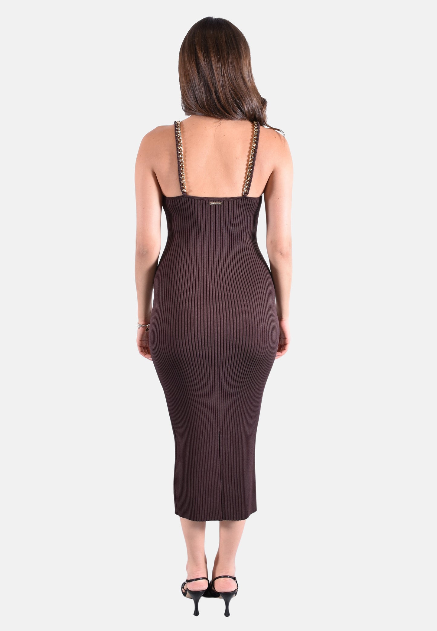 ABITO MIDI IN MAGLIA STRETCH A COSTE CON CATENA