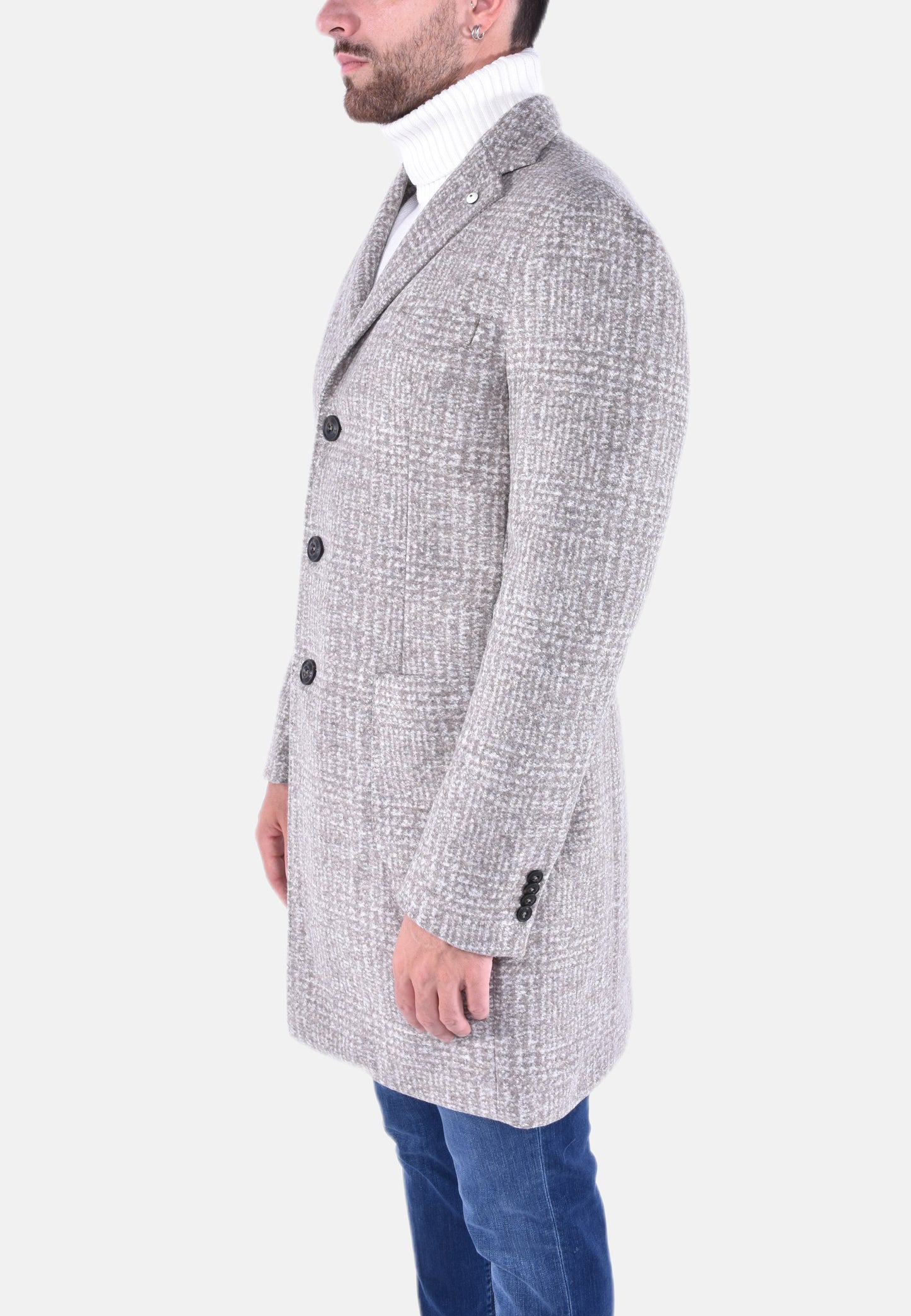 CAPPOTTO SARTORIALE IN LANA MICROFANTASIA