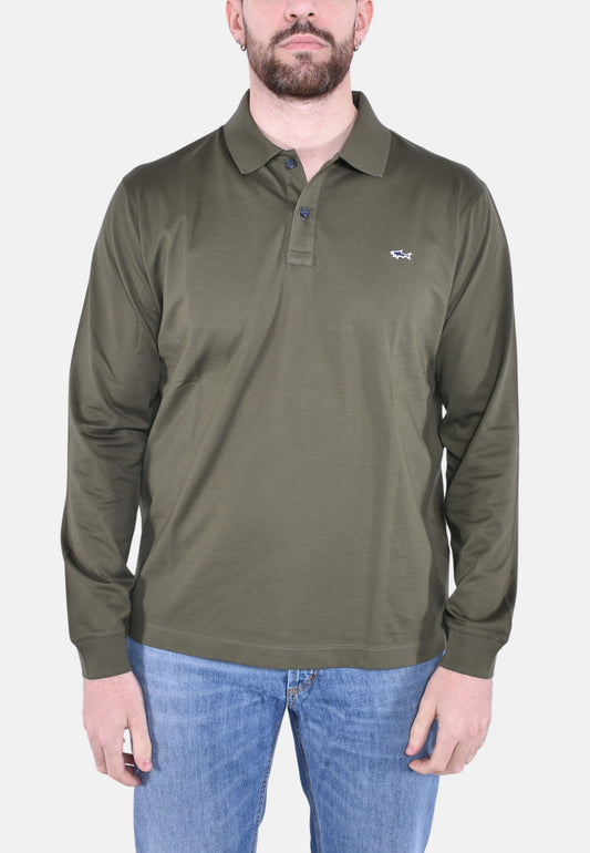 POLO MANICA LUNGA IN POPELINE DI COTONE