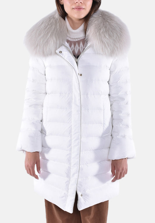 GIUBBINO LUNGO IN PIUMA CON PELO CINTIA