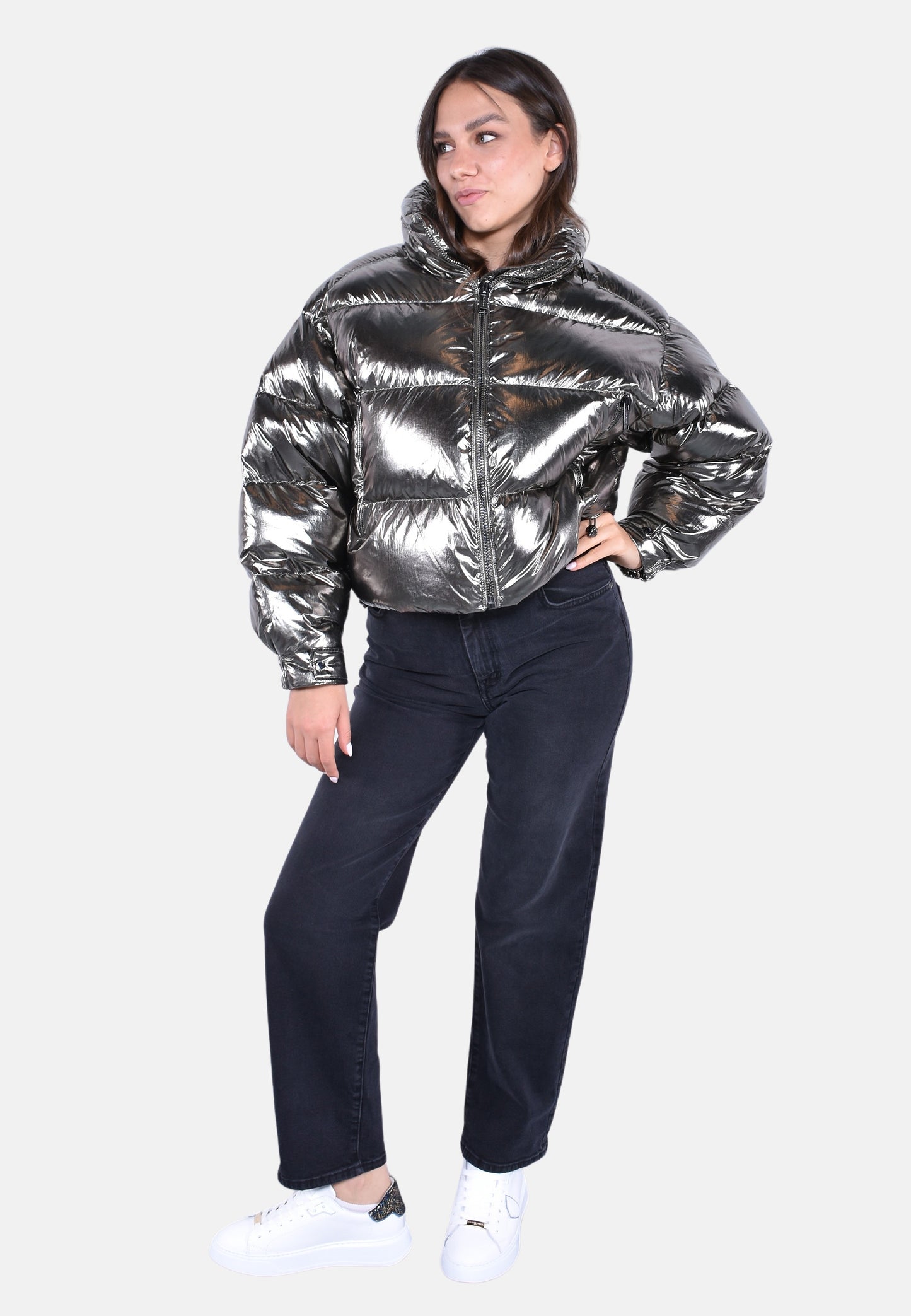 METALLIC SHORT DOWN JACKET