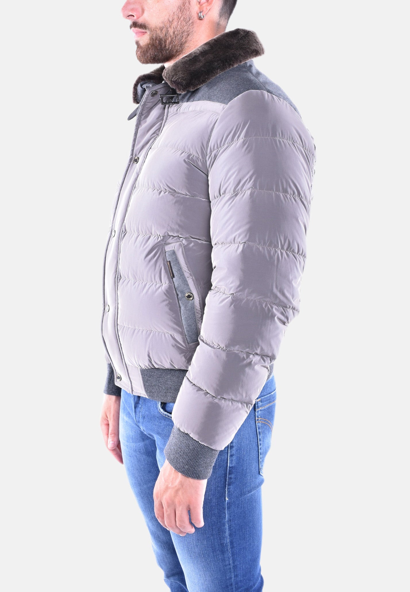 BOMBER IN PIUMA E LANA CON PELO STACCABILE VIANI