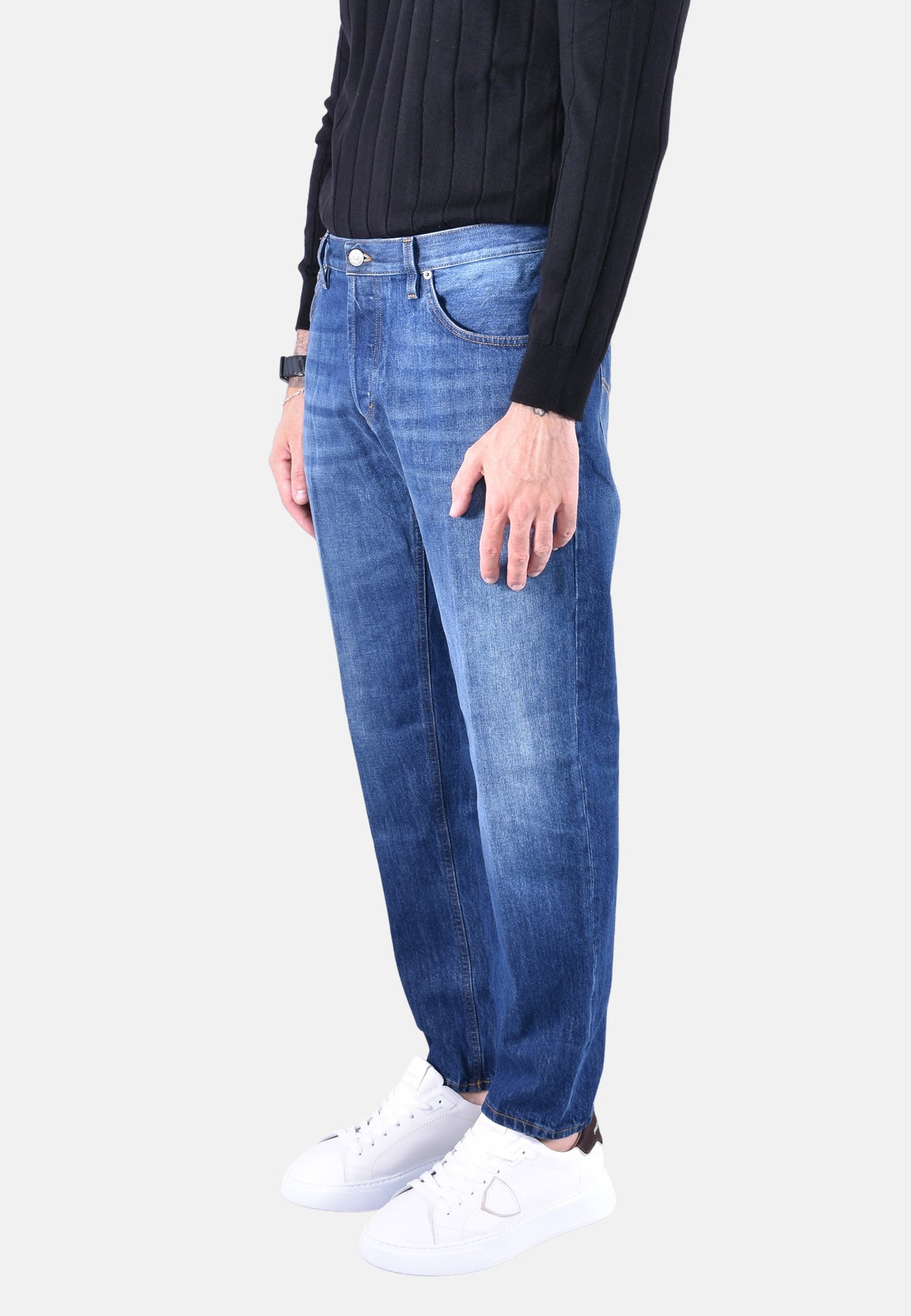 BRIGHTON CARROT-CUT 5-POCKET JEANS IN BLUE 12.5 OZ RIGID DENIM