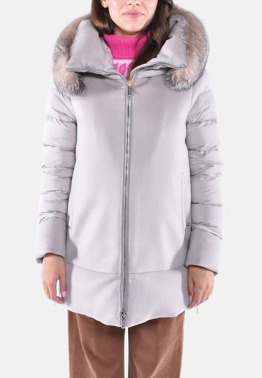 GIUBBINO IN LANA E PIUMA CON PELO FRESIA