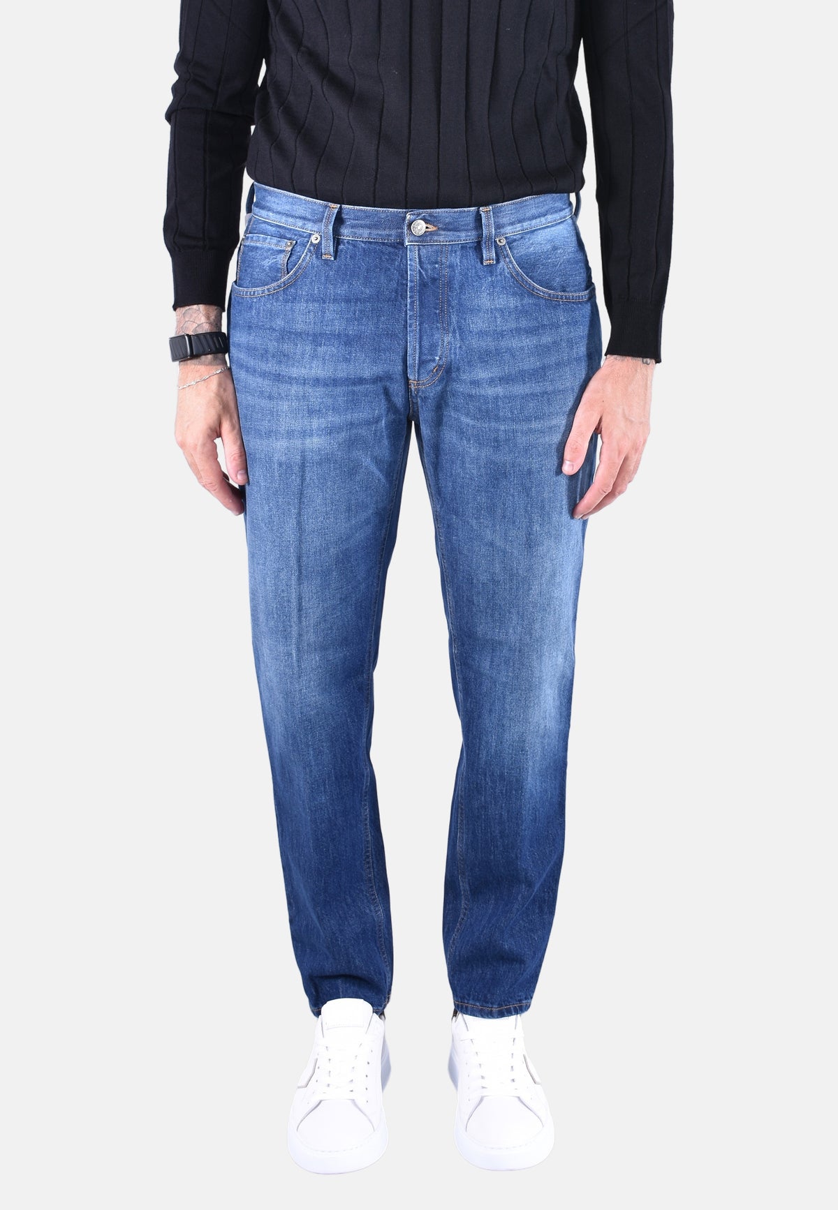 BRIGHTON CARROT-CUT 5-POCKET JEANS IN BLUE 12.5 OZ RIGID DENIM
