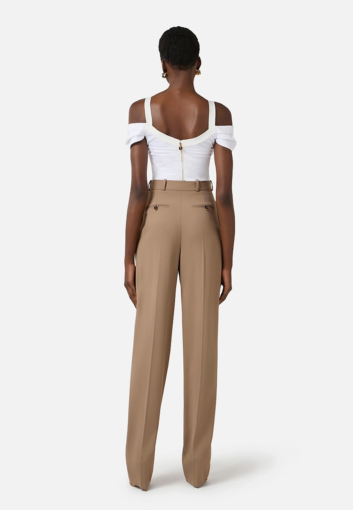 PANTALONI IN GABARDINA CON PENCES
