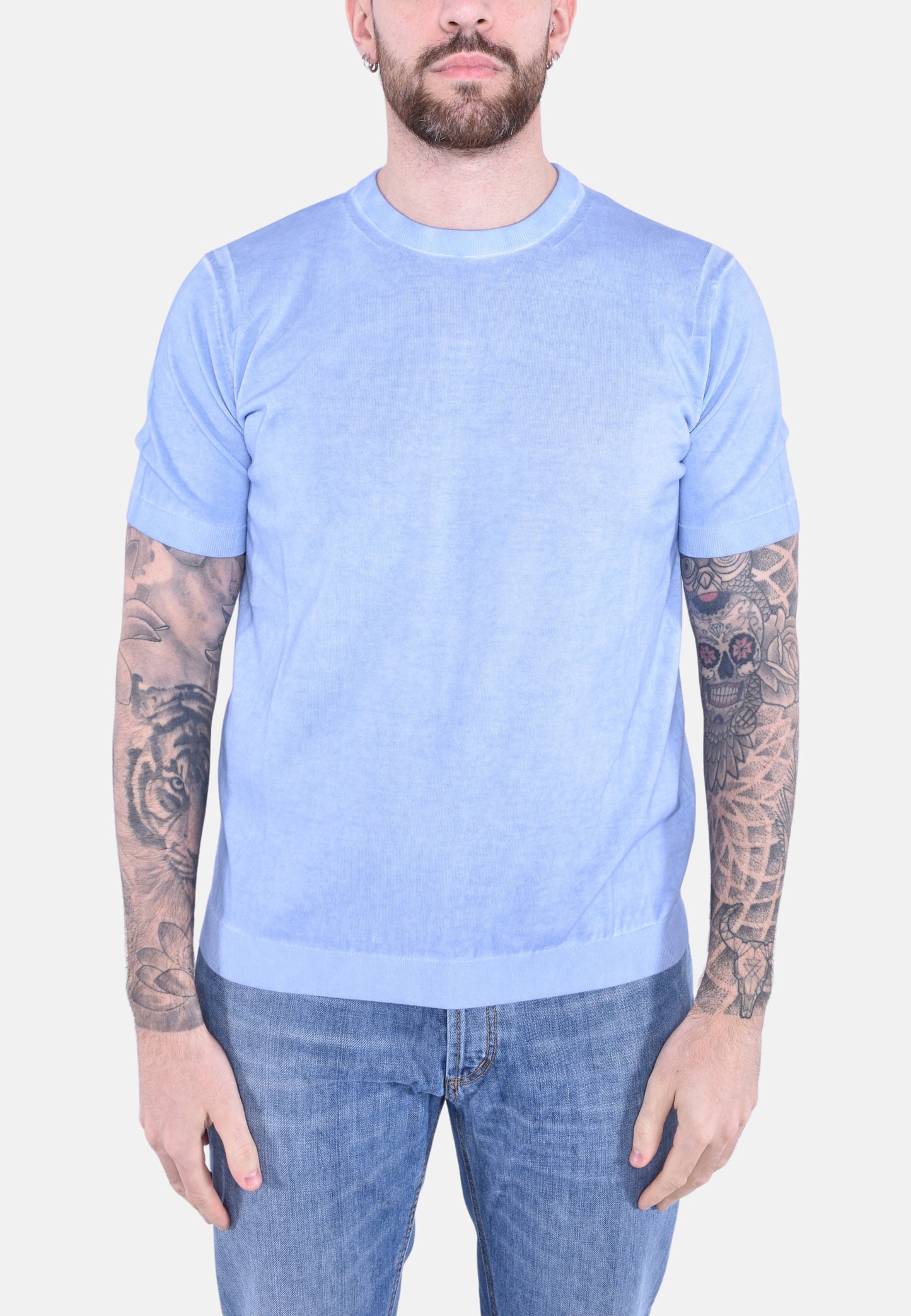 T-SHIRT GIROCOLLO IN COTONE STONE WASHED