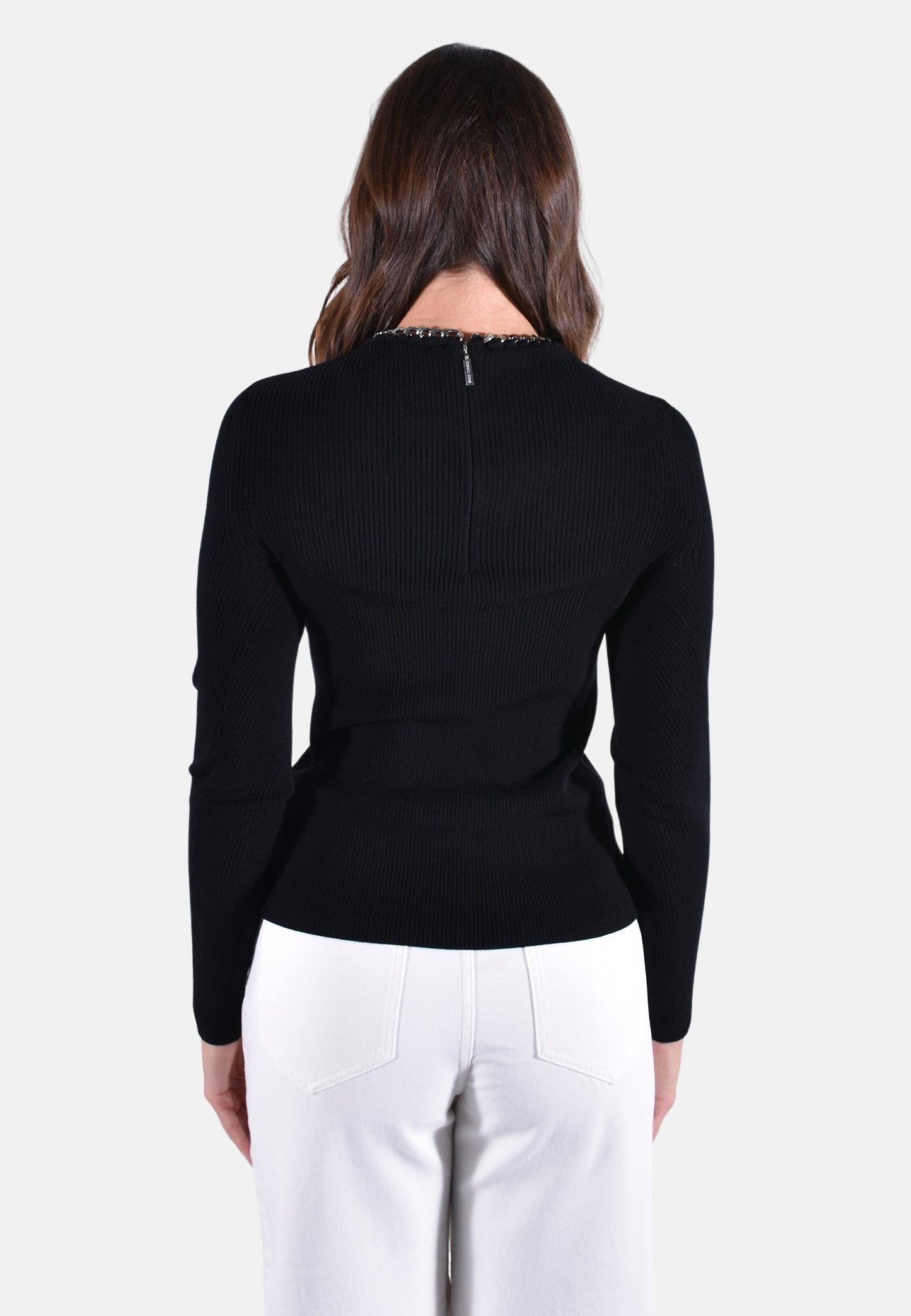 MAGLIA IN MISTO VISCOSA A COSTE CON DETTAGLIO A CATENA