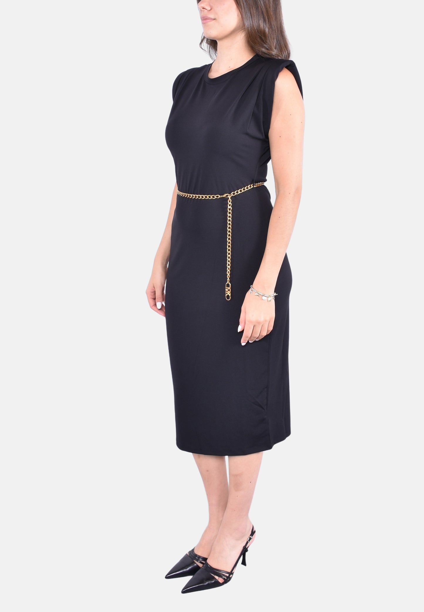 PLT SHLDR CHN BLT MINIDRESS