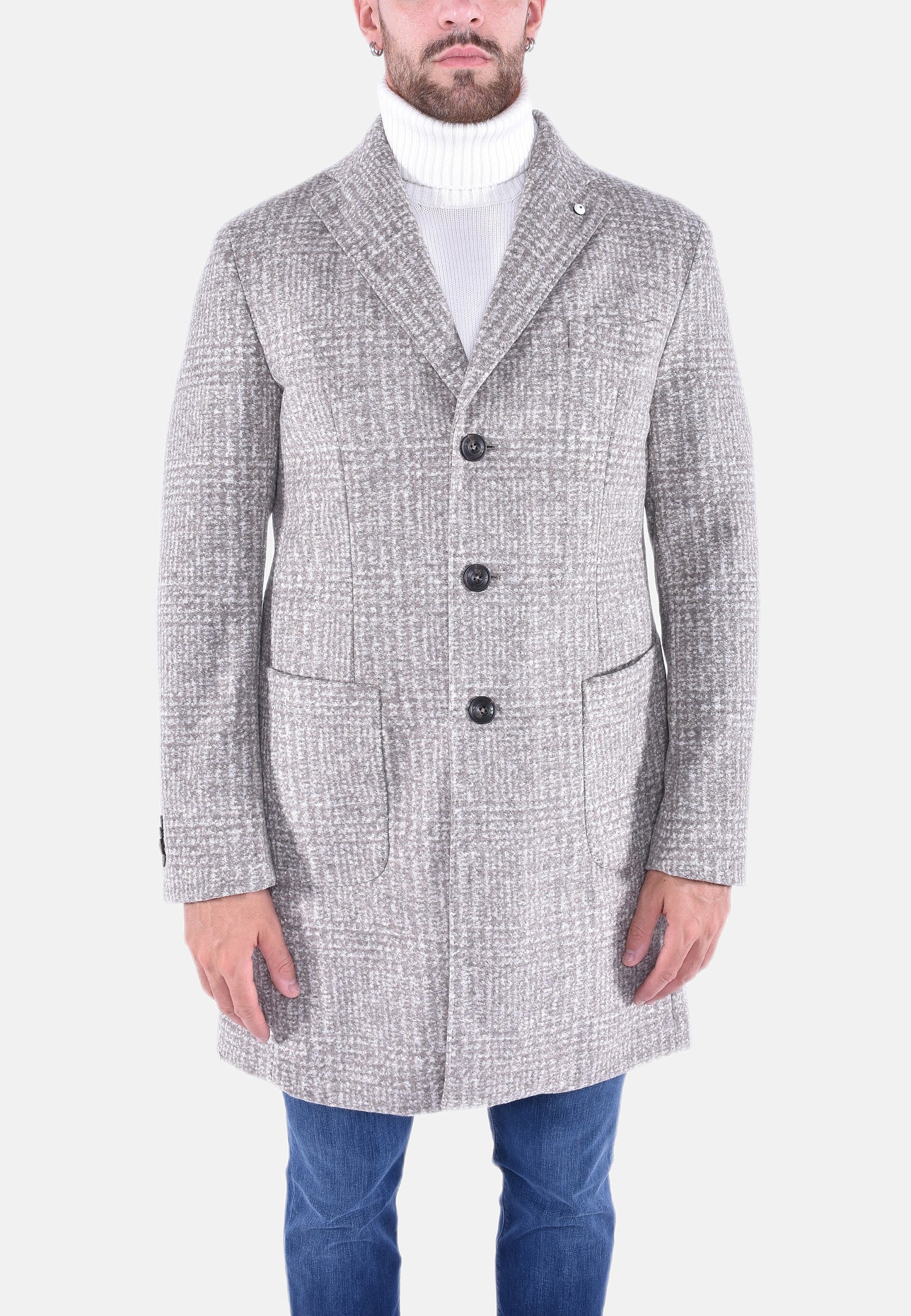 CAPPOTTO SARTORIALE IN LANA MICROFANTASIA