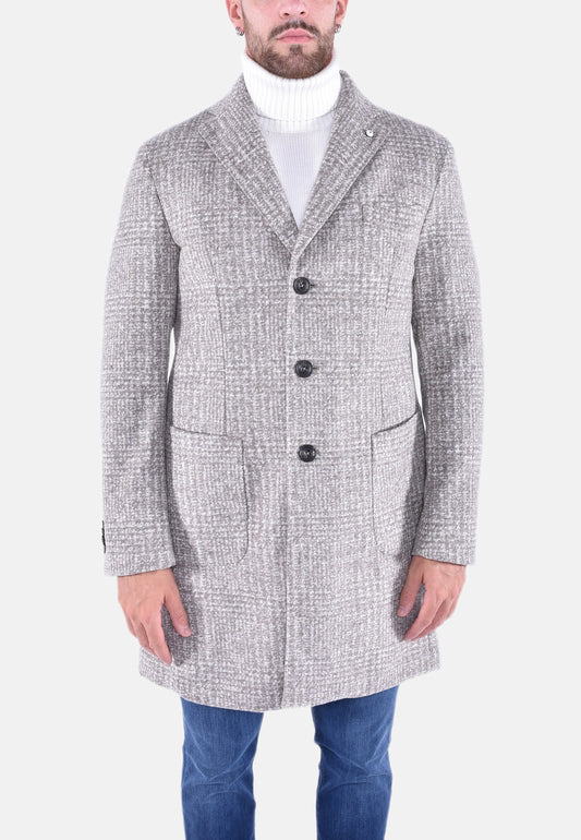 CAPPOTTO SARTORIALE IN LANA MICROFANTASIA