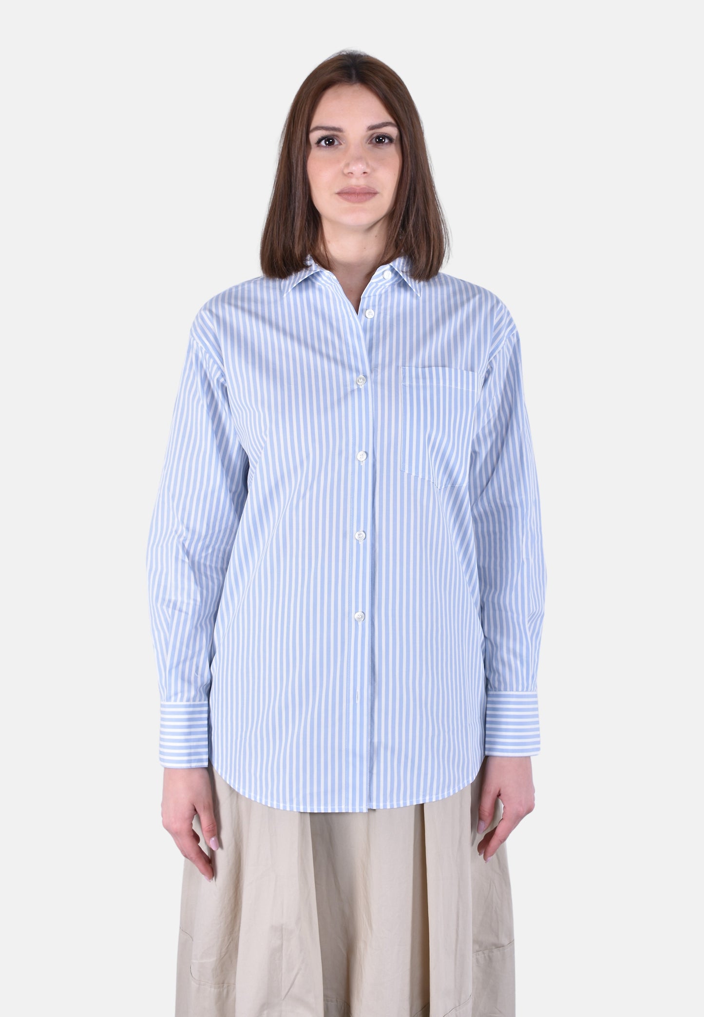 STRIPED COTTON POPLIN BOYFRIEND SHIRT