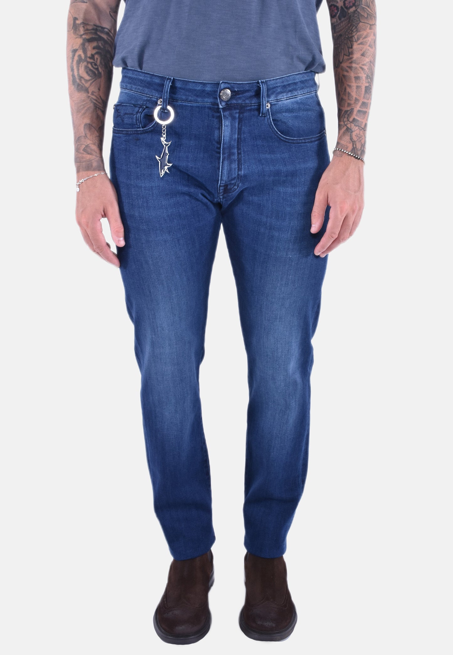 JEANS IN DENIM STRETCH TENCEL