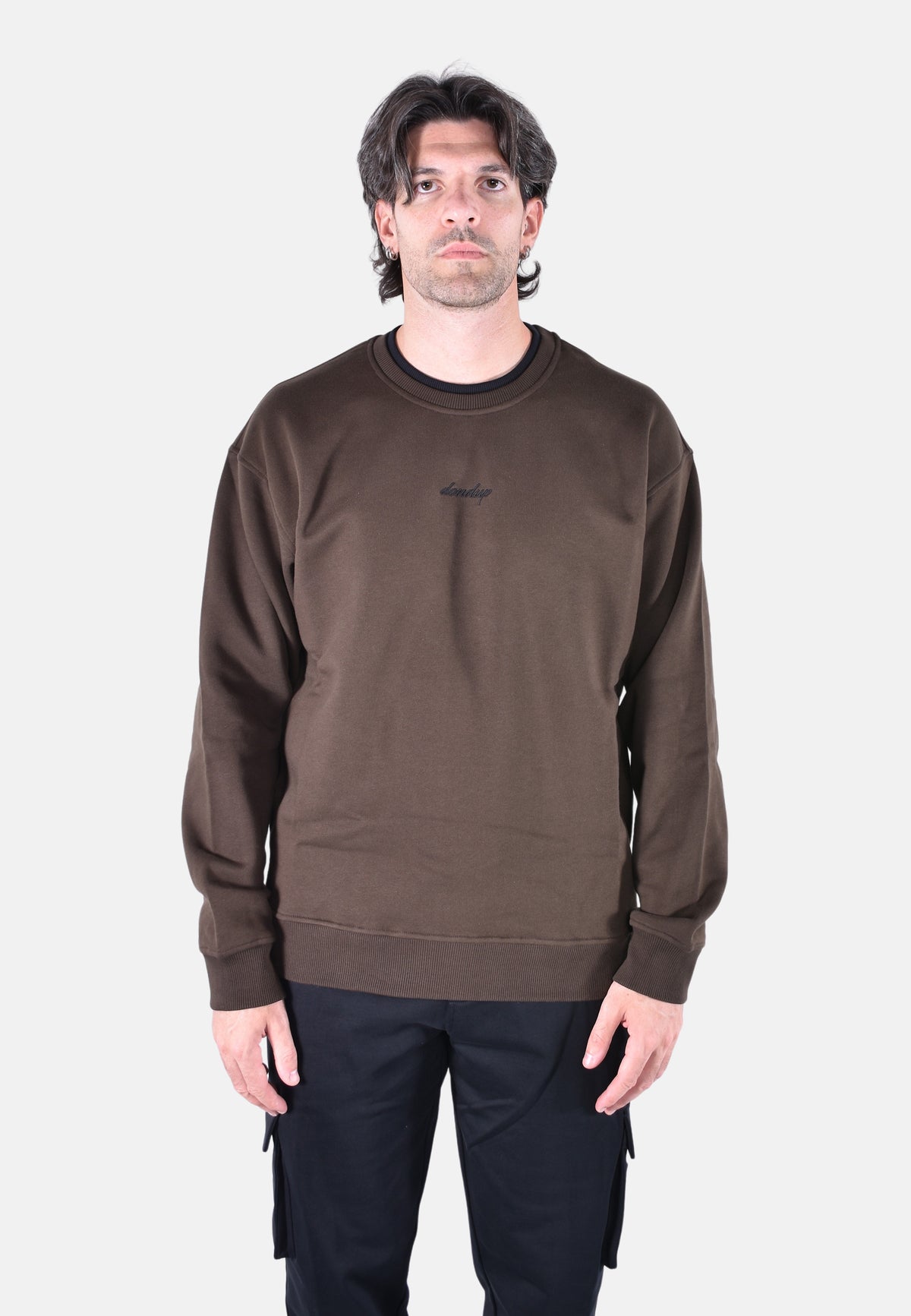 REGULAR-FIT SWEATSHIRT IN CONTRASTING RIBBED FLEECE