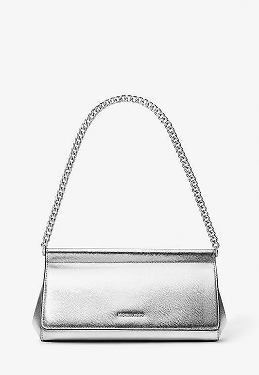 Pochette Carmine media in pelle martellata metallizzata