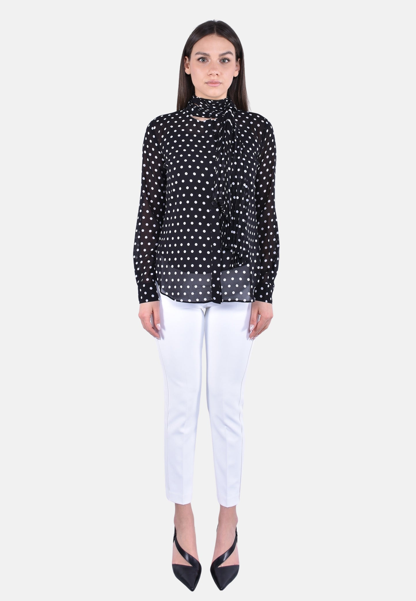 DOT PLEAT BOW BLOUSE