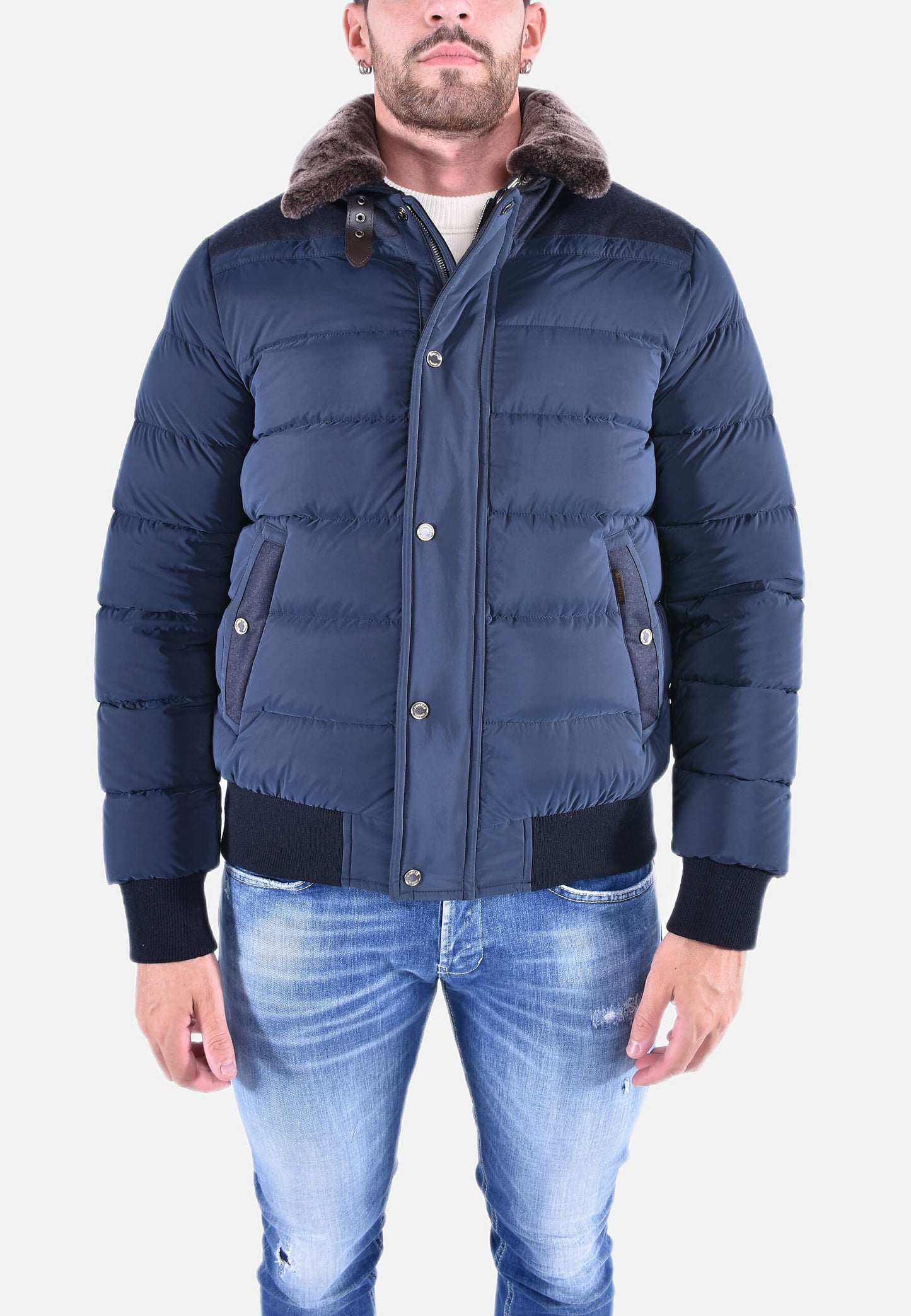 BOMBER IN PIUMA E LANA CON PELO STACCABILE VIANI