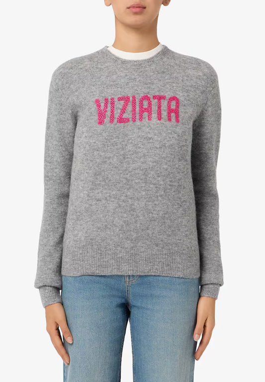 NEW QUEEN ALPACA CREWNECK NORDIC SWEATER