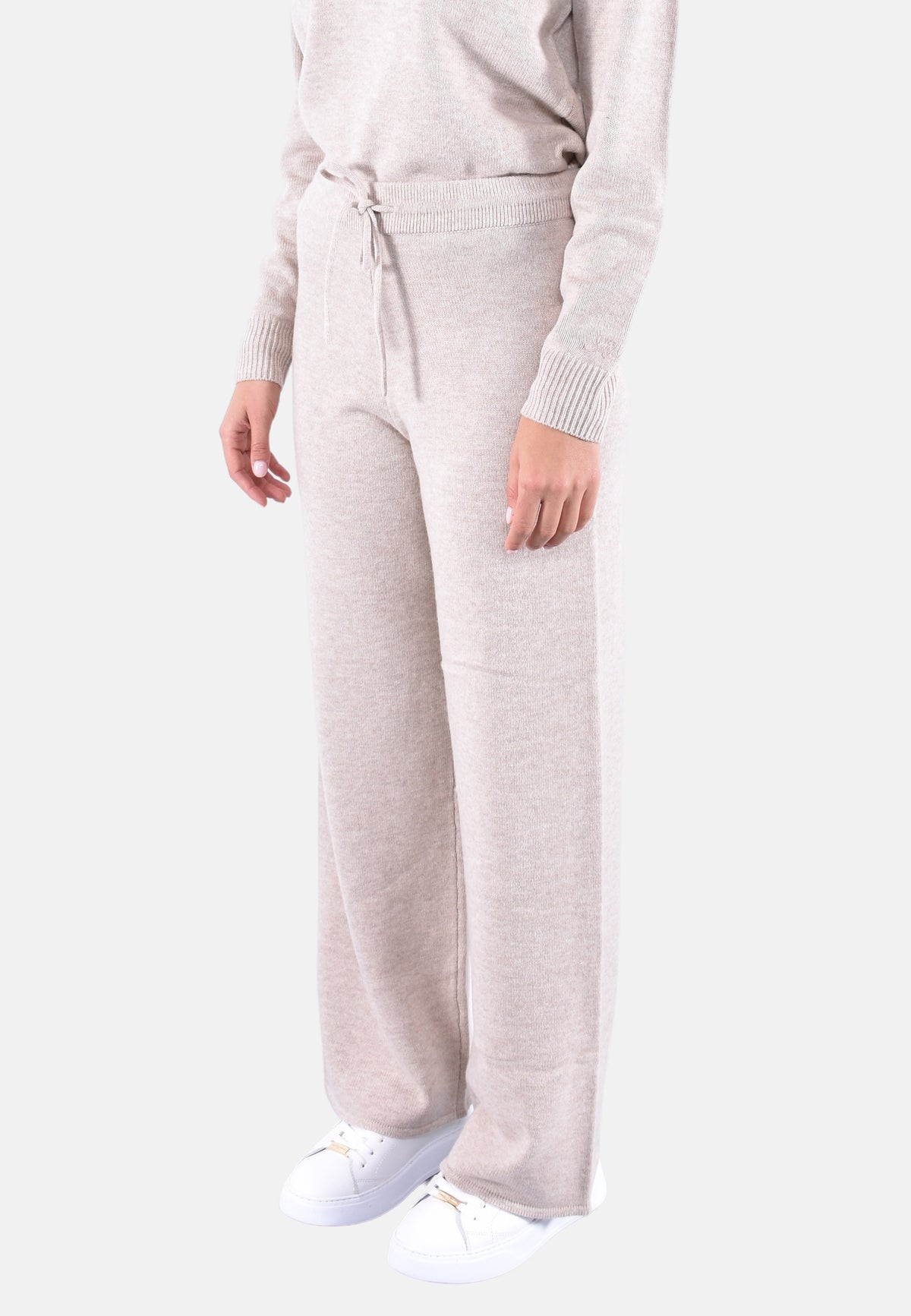 CAMBON WOOL PLAIN JERSEY KNIT WIDE LEG PANTS
