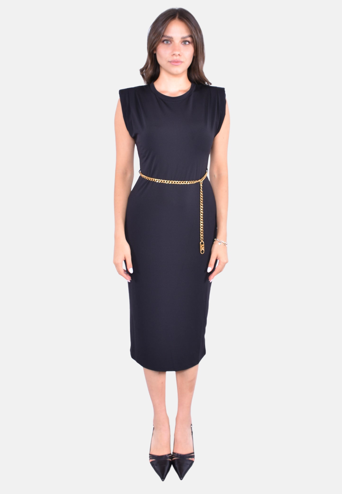 PLT SHLDR CHN BLT MINIDRESS