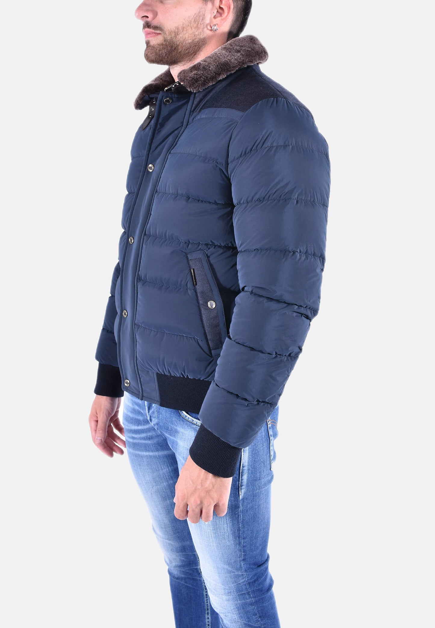 BOMBER IN PIUMA E LANA CON PELO STACCABILE VIANI