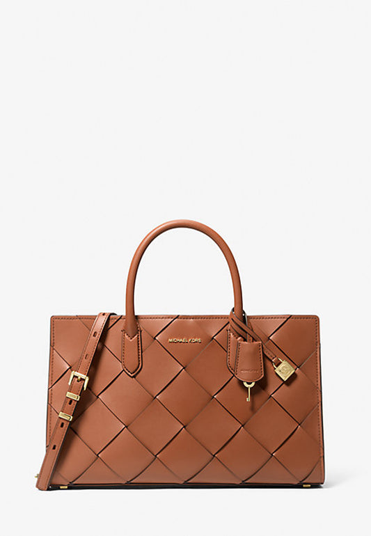 BORSA A MANO SCARLETT MEDIA IN PELLE INTRECCIATA