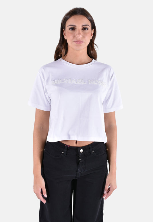 T-SHIRT IN JERSEY DI COTONE CON LOGO E BORCHIE