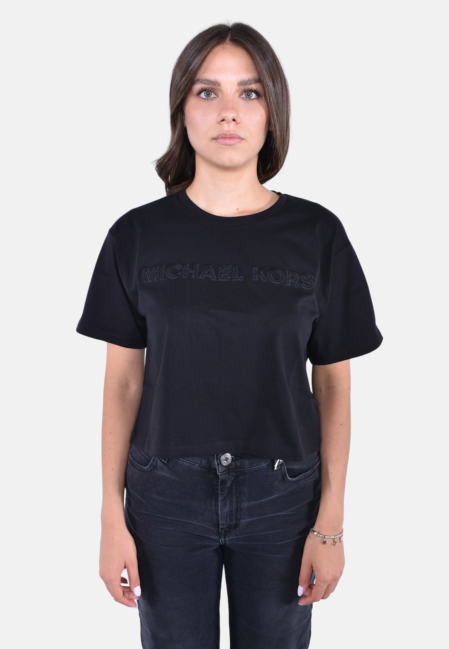 T-SHIRT IN JERSEY DI COTONE CON LOGO E BORCHIE