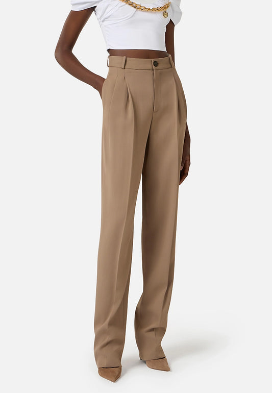 PANTALONI IN GABARDINA CON PENCES