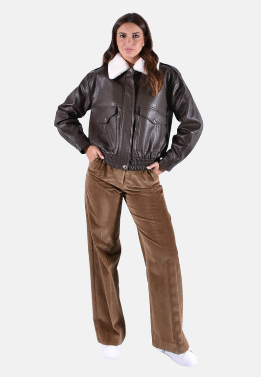 BOMBER CON FINITURE IN PELLICCIA SINTETICA