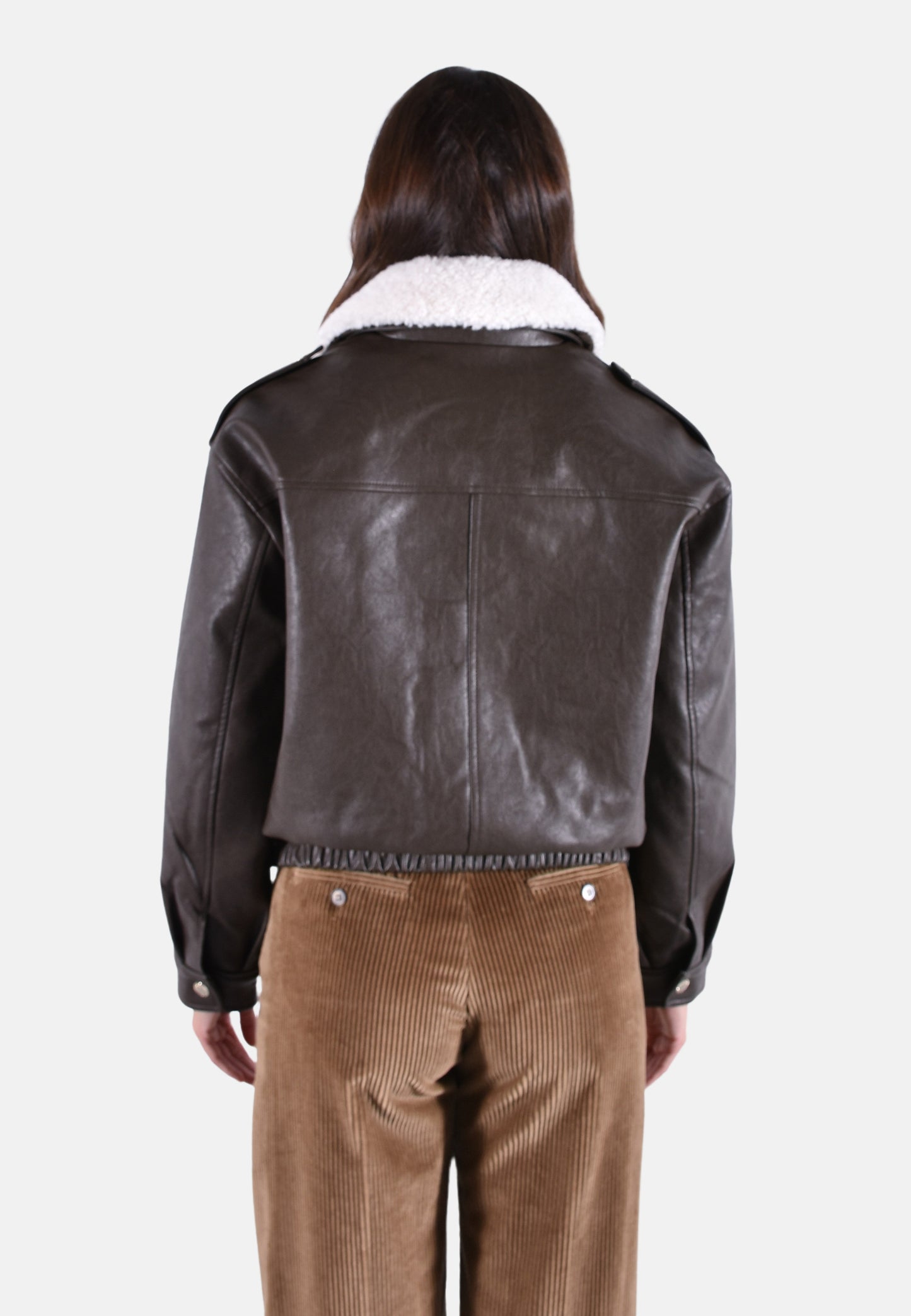 BOMBER CON FINITURE IN PELLICCIA SINTETICA