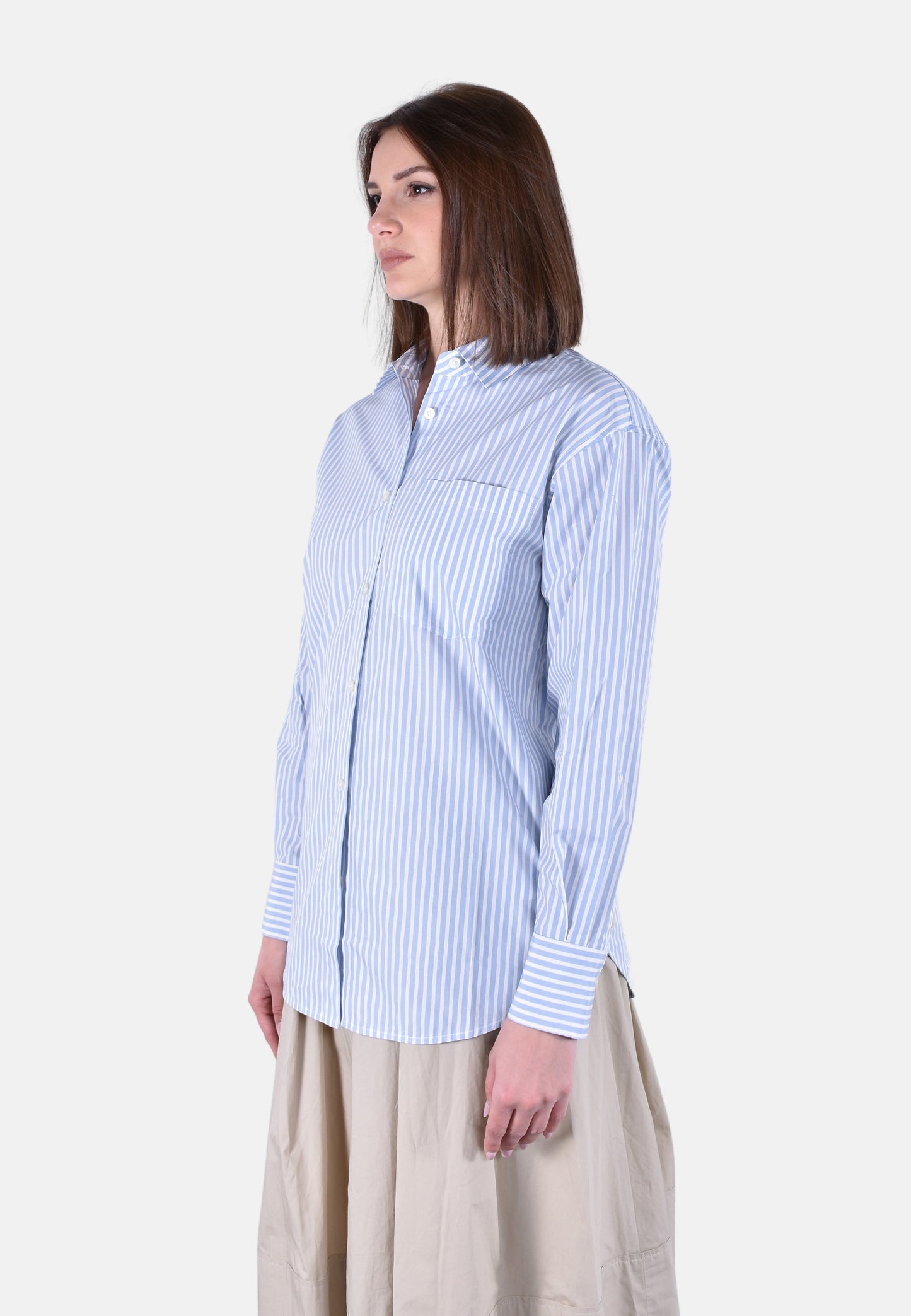 STRIPED COTTON POPLIN BOYFRIEND SHIRT