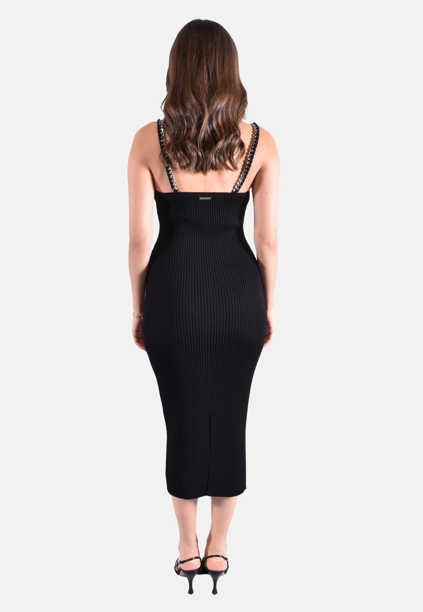 ABITO MIDI IN MAGLIA STRETCH A COSTE CON CATENA