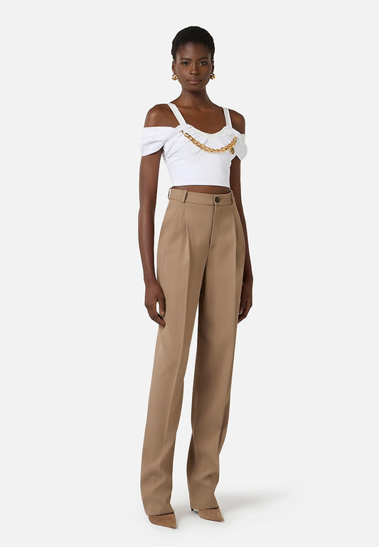 PANTALONI IN GABARDINA CON PENCES